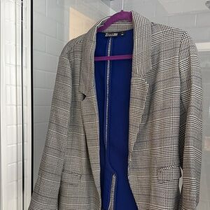 New York & Company Black and White Plaid Blazer